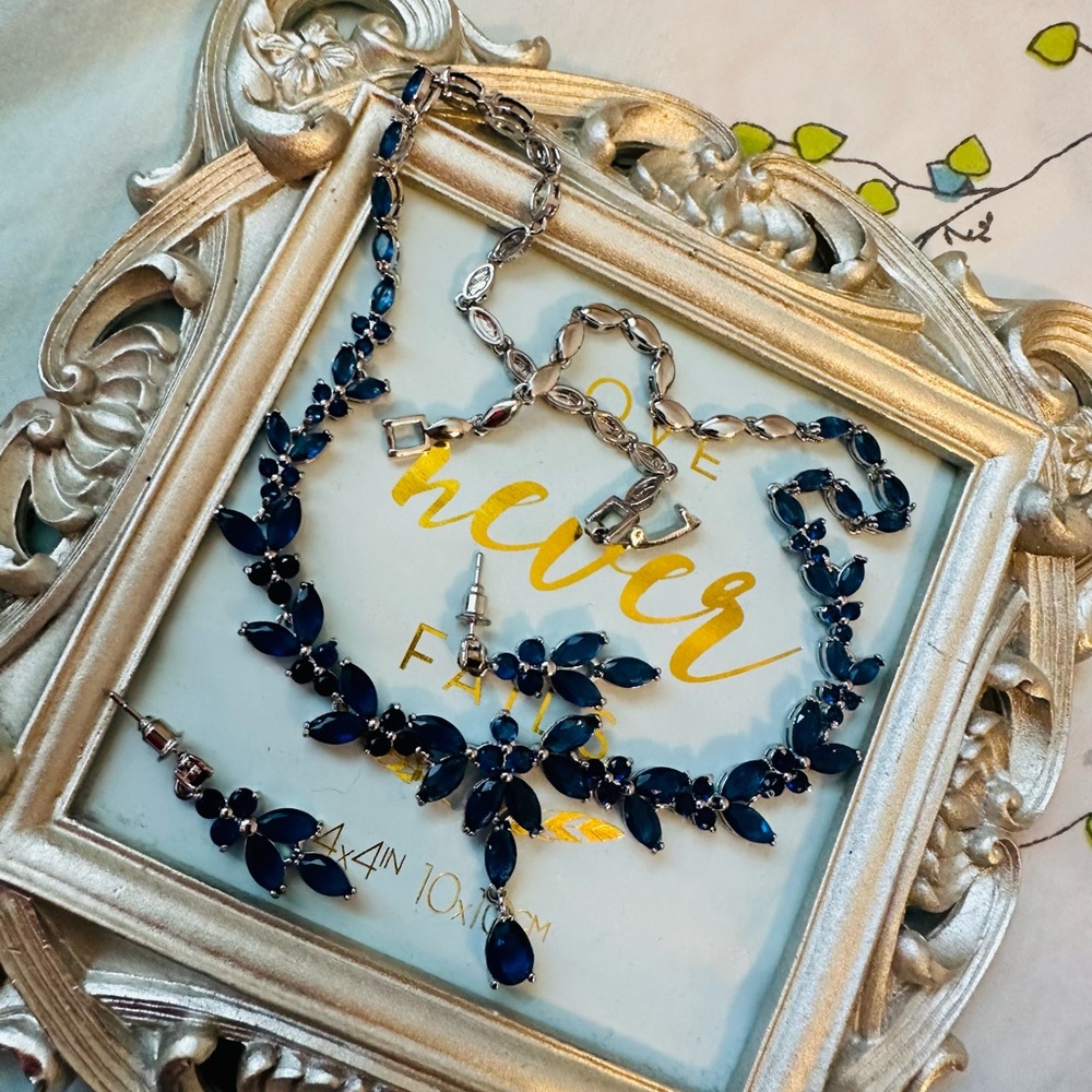 Jewelry Set For Women Wedding Party Cubic Zircon Stud Earrings & Necklac…